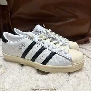 adidas White and Black Low-Top Leather Sneakers